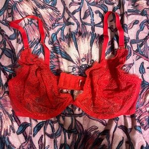 Red lace bra